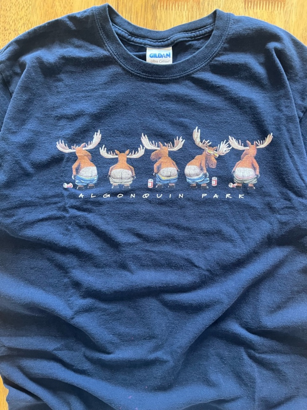 Algonquin Park Moose Graphic T Shirt Navy Blue Gildan Tagged Medium - Picture 4 of 8